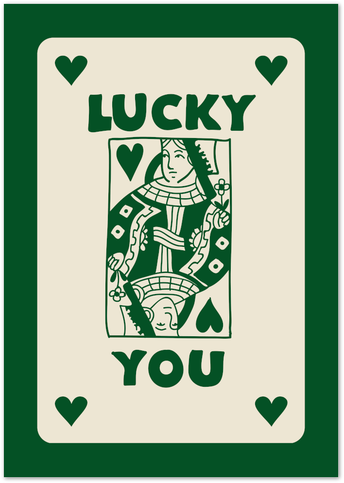 Posterux© | Lucky You Poster – Vintage Style Playing Card Print