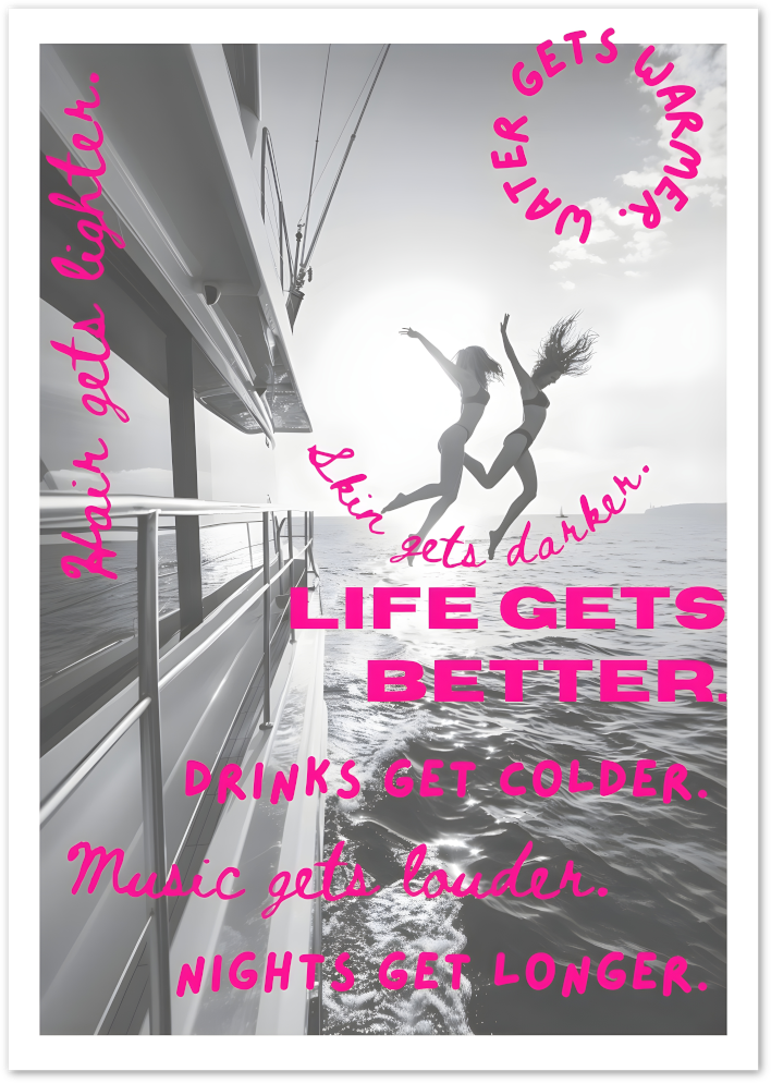 Posterux© | Life Gets Better Poster – Black & White Summer Photography