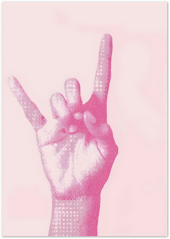 Posterux© | Rock On Poster – Edgy Pink Pixel Hand Art