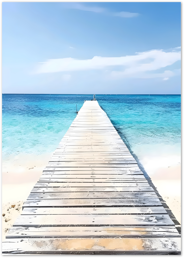 Posterux© | Ocean Pier Poster – Serene Coastal Minimalism