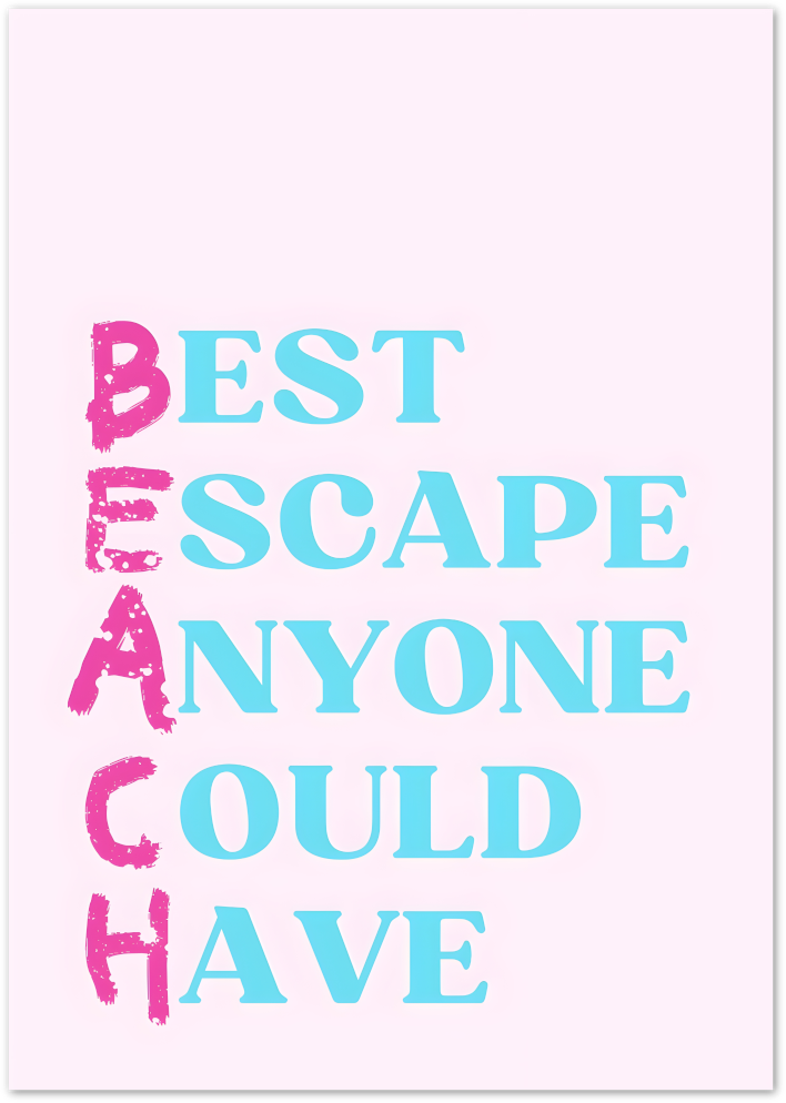 Posterux© | BEACH Acronym Poster – Tropical Escape Typography