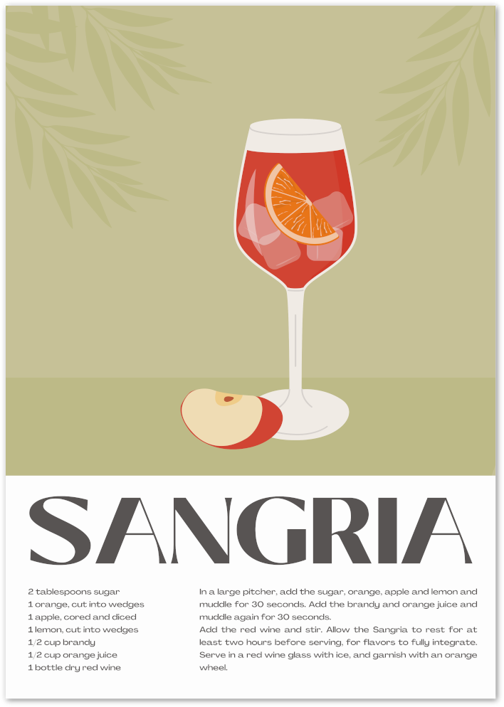 Posterux© | Sangria Recipe Poster – Summer Cocktail Art