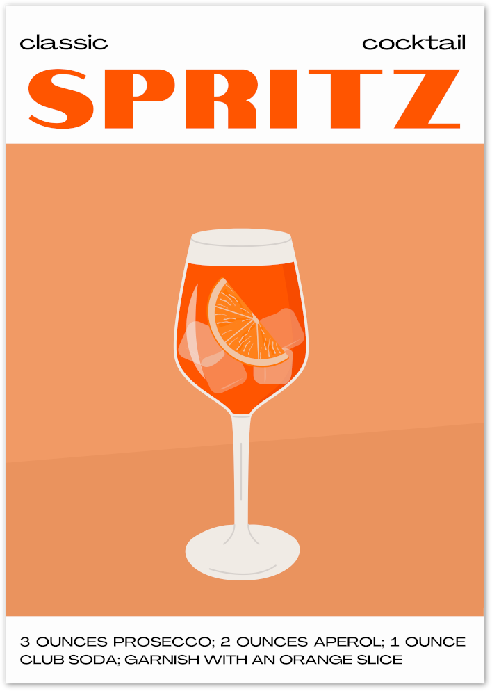 Posterux© | Spritz Recipe Poster – Bold Cocktail Typography