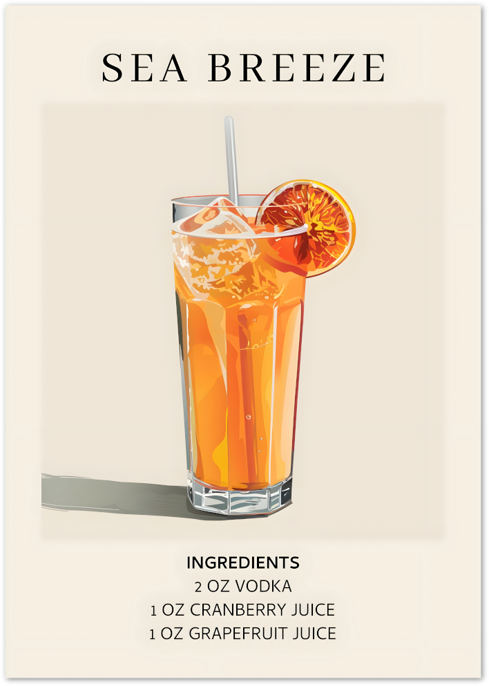Posterux© | Sea Breeze Poster – Vintage Cocktail Art