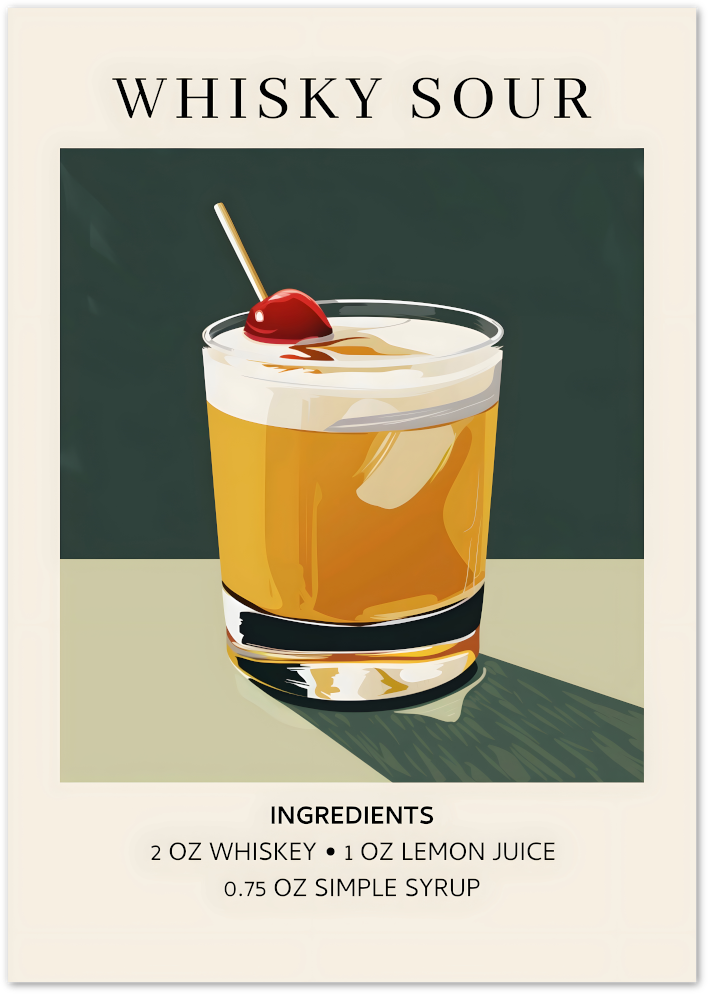 Posterux© | Whisky Sour Poster – Retro Cocktail Print