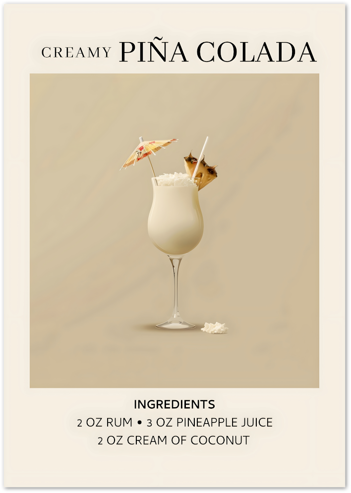 Posterux© | Piña Colada Poster – Creamy Tropical Art