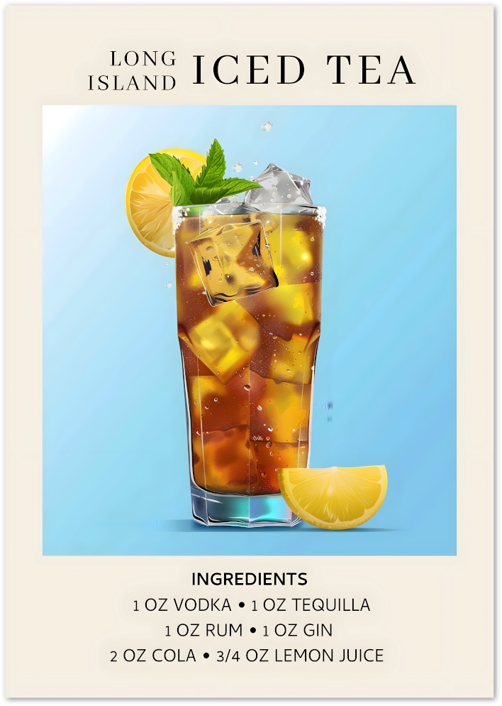Posterux© | Long Island Iced Tea Recipe Poster – Bold Cocktail Art