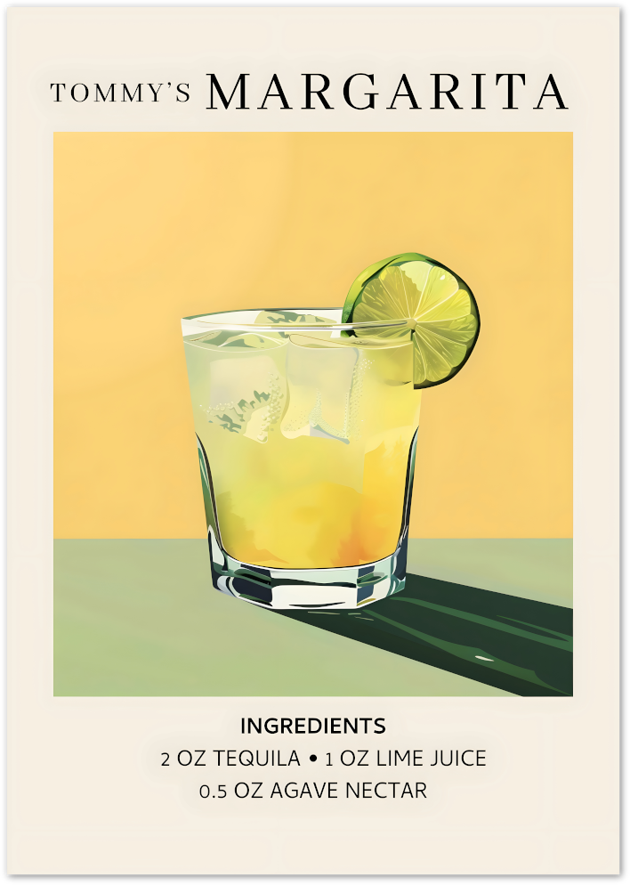 Posterux© | Tommy's Margarita Recipe Poster – Modern Citrus Illustration