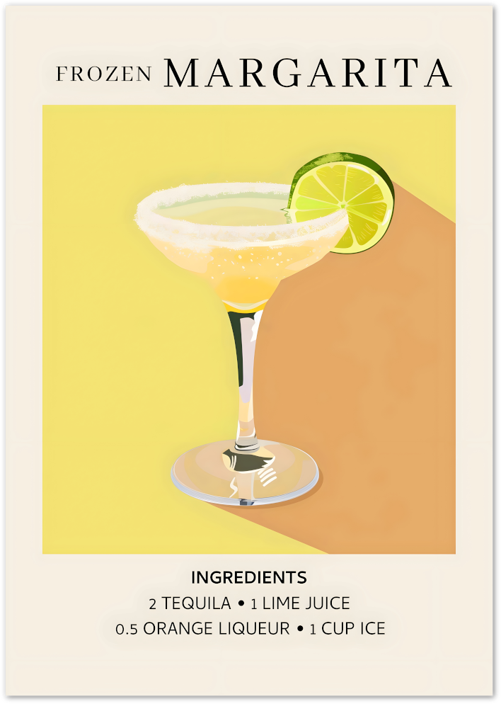 Posterux© | Frozen Margarita Recipe Poster – Citrus Cocktail Illustration