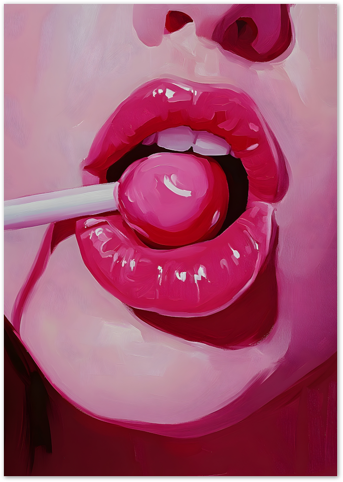 Posterux© | Lollipop Lips Poster – Bold Pink Pop Art