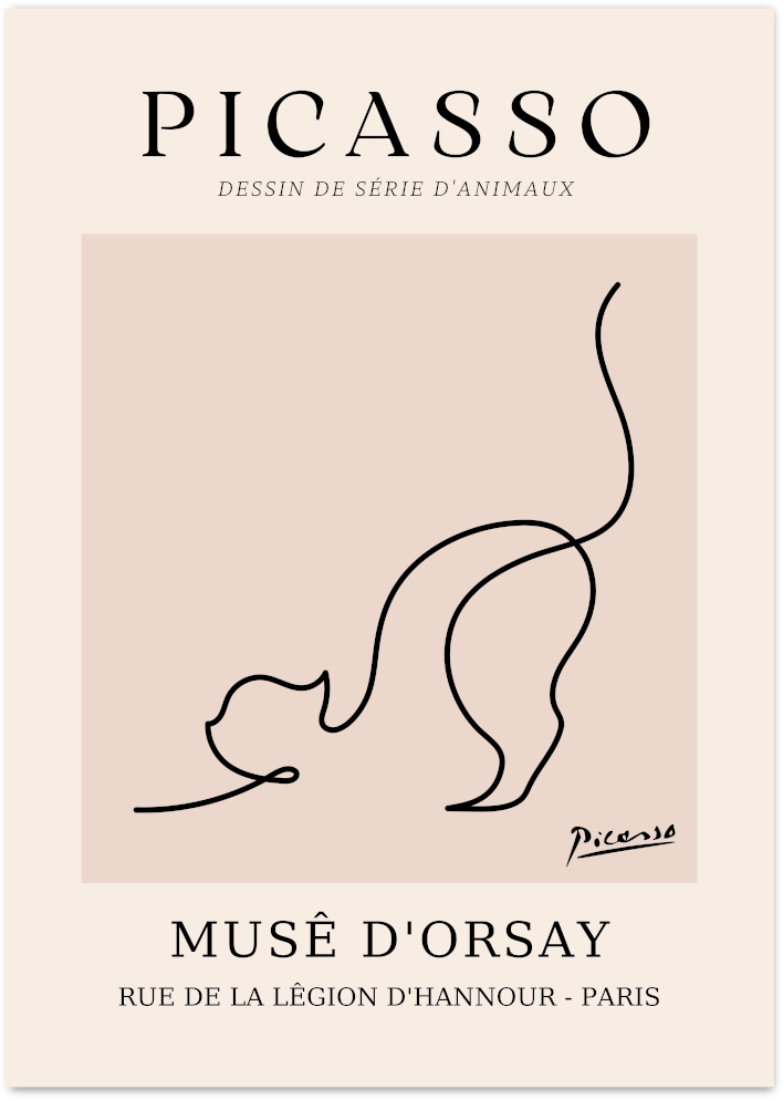 Posterux© | Cat Drawing Poster – Picasso Animal Line Art