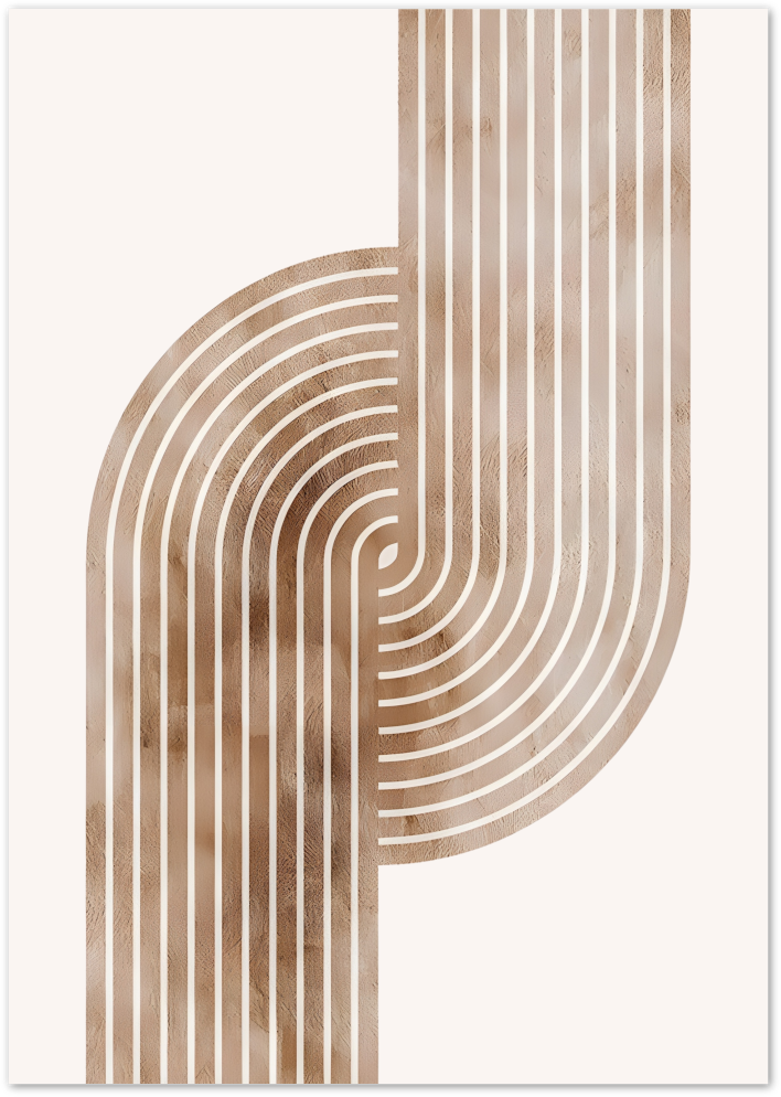 Posterux© | Curved Lines Poster – Abstract Neutral Graphic Print