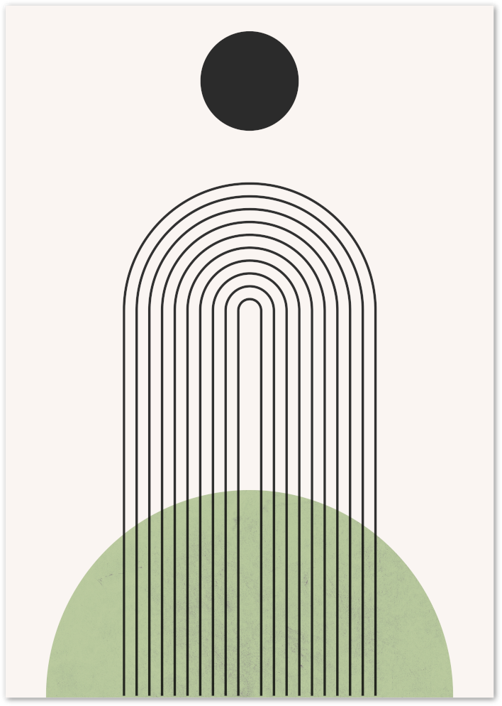 Posterux© | Green Arches Poster – Geometric Abstract Balance