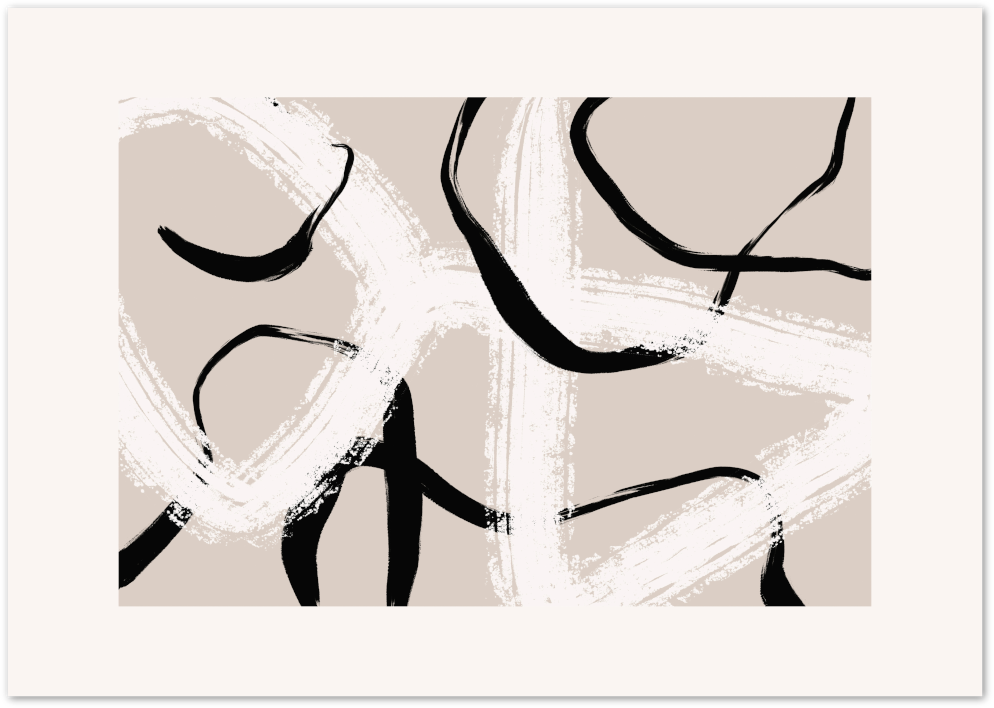 Posterux© | Beige Expression Poster – Bold Abstract Brushstrokes