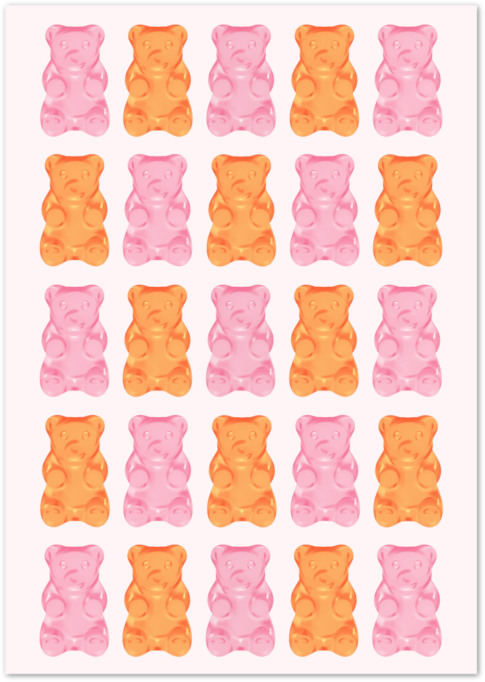 Posterux© | Pink & Orange Gummy Bears Poster – Candy Pop Art