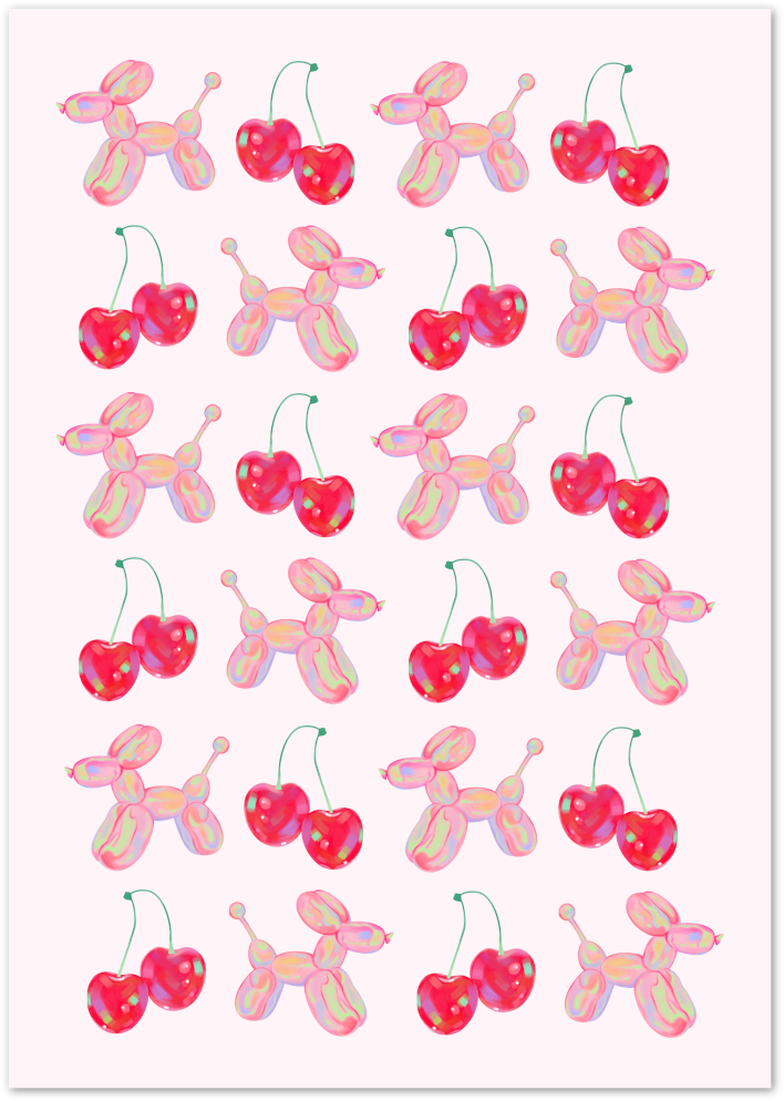 Posterux© | Cherries & Balloons Poster – Pop Art Candy Fun